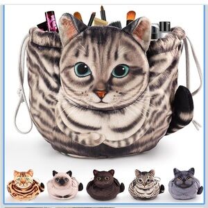 Cat Drawstring Makeup Bag